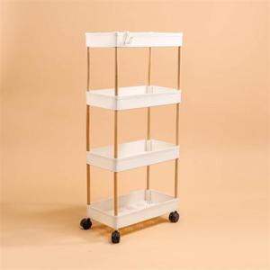 슬림 4단 이동식 틈새선반(폭22cm) (우드봉)