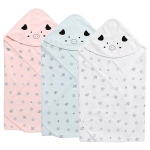 그린베베 신생아 봄가을용 피그 양면 속싸개(모자)