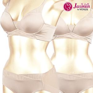 [비너스 자스민] 크로스 라인망 노와이어 브라팬티세트 jbp1284