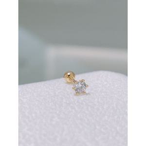 미니골드 14K 심플 큐빅 피어싱 화이트 3mm ENOM4096