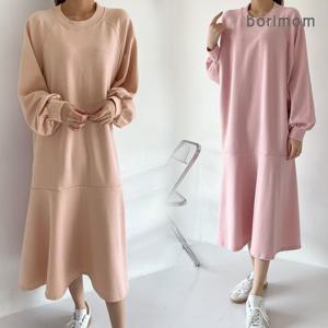 [보리맘]위스 수유복 긴팔 수유 원피스 임부복 코튼 맨투맨 ID468