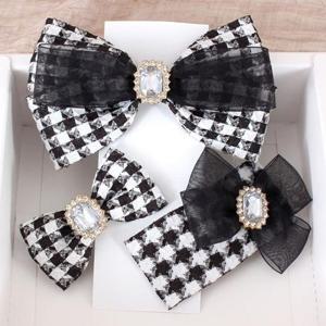 [아랑로랑] 블랙하운드체크 헤어핀 세트