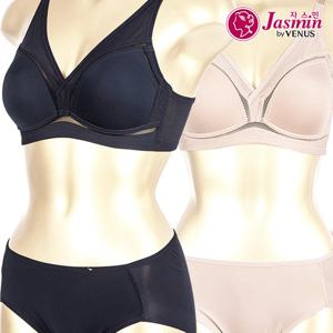 [비너스 자스민]  메쉬 노와이어 풀컵  브라팬티세트 jbp1290