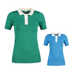 럭스골프 여성 카라 배색 반팔 니트셔츠 MDG3M603