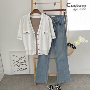 [한정/특가] 메탈 라인 브이 반팔 가디건_C2304CD048B