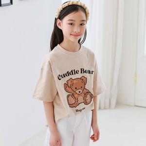 [제니]제니 JN 허그베어 티셔츠 여름 여아 주니어 초등학생 라운드 반팔 티