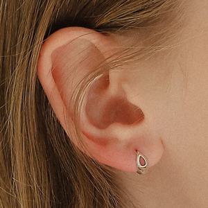 제이로렌 퍼플 물방울 포켓 원터치 실버 귀걸이 M03874