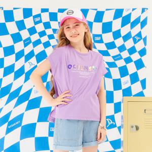 [오션스카이] [2color]여아 sleeveless 롤업 티셔츠