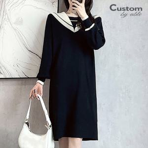 [한정/특가] 러블리 세일러 긴팔 니트 원피스_C2309OP627C