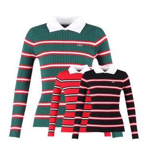 럭스골프 여성 슬림핏 배색 긴팔 골프니트 LB3A624W