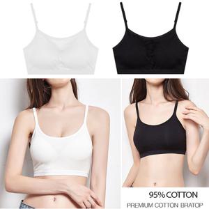 [마이핏]순면감촉 노와이어 일체형 브라 캡 끈형 스포츠 브라탑 2P