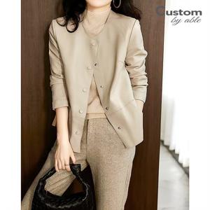 [한정/특가] 시크 노카라 페이크 레더 자켓_C2310JK608C