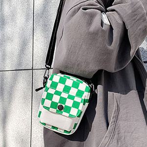남여 공용 체크 무늬 미니 크로스백 학생 데일리백