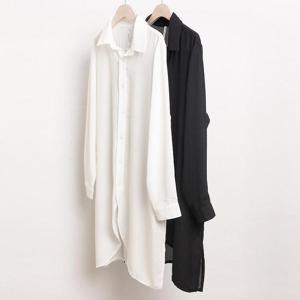 빅사이즈사랑해요 0407L310 절개쉬폰롱블라우스 HG