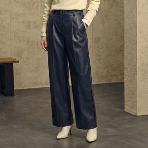 리오벨 FAUX 레더 세미와이드 팬츠