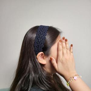 레이스 넓은 땡땡이 자수 포인트 머리띠 헤어밴드