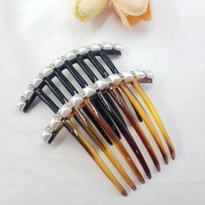 진주 큐빅 올림머리 대형 헤어 빗핀