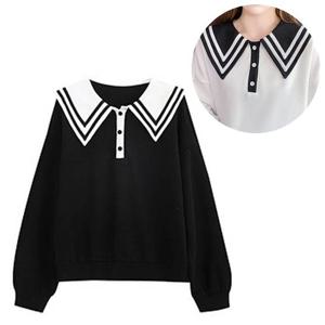 베이직 빅카라 긴팔 티셔츠 여자 캐주얼 봄 가을 티