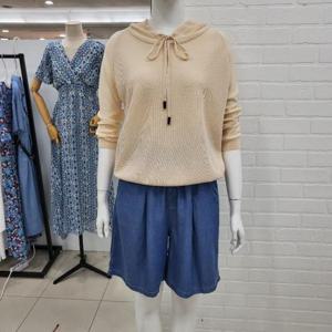 해리앤 DP01 7부 펄 펀칭 후드 니트 HOSP7509