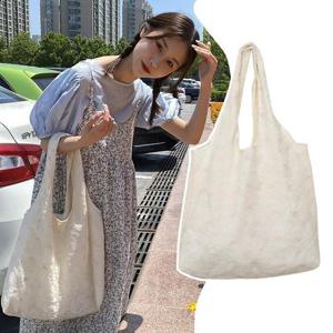 예쁜 꽃무늬 자수망사 가벼운 데일리 패브릭 숄더백