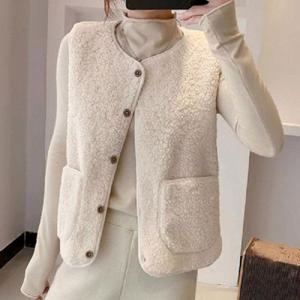 [블로썸스틸] SD-210913 앞버튼 미니멀 양털 조끼