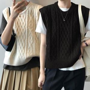 여성 꽈베기 패턴 두툼 라운드 베스트 USK-189