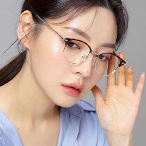 필립아츠 안경테 5045 C377 하금테 사각 호피 오버사이즈 안경