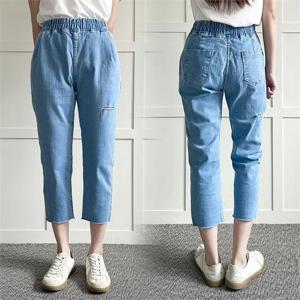 빅사이즈사랑해요 P319L305 스판배기8부데님팬츠 LO