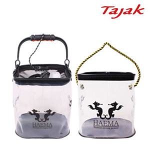 해마 EVA접이식 투명두레박 21CM 끈 클린 낚시밑밥통