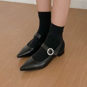 발편한플랫 여성 플랫슈즈 로우굽 뽀족코 스웨이드 버클 여학생