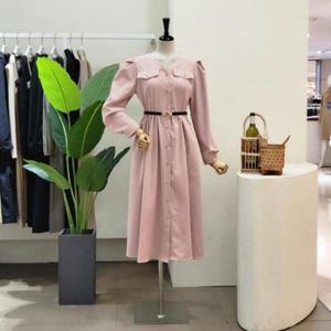 [포커스]  FS4A4OP40099_A라인 벨티드 브이넥 롱원피스