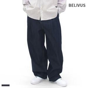 빌리버스 남성 와이드 청바지 생지 데님 팬츠 진청 BDGP002
