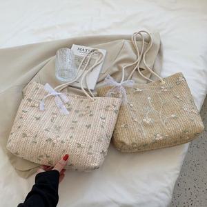 여성 여름 가벼운 핸드 쇼퍼 가방 예쁜 라탄 숄더 백