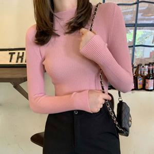 여자맨투맨 여성 봄 가을 반폴라 골지 슬림핏 니크 긴팔 티셔츠