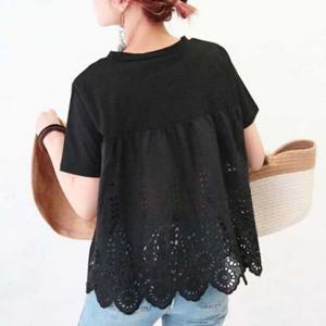 레이스티 반팔 등레이스 라운드티 우아한 S3151