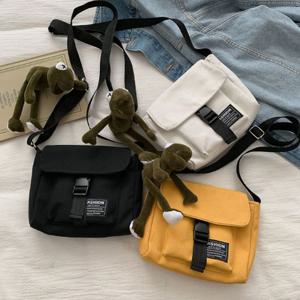 남녀공용 버클 지퍼잠금 끈조절 미니 캔버스 에코백