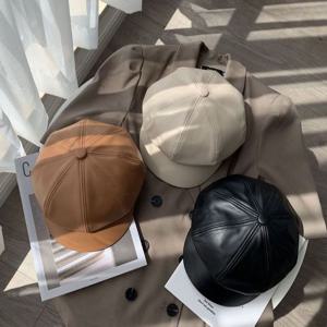 레더캡 여자뉴스보이캡 3컬러 여성빵모자 레더헌팅캡