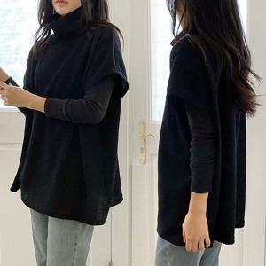 위쉬몰 빅사이즈 NO 골지하이넥폴라조끼 K445H211 오버핏