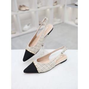 [코디엘루]배색토 체인장식 플랫 슬링백 샌들 1cm CDSP500350