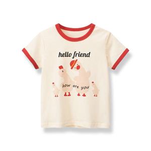 [조이멀티]오리패밀리 아동 배색 반팔 티셔츠(90-120) 205433