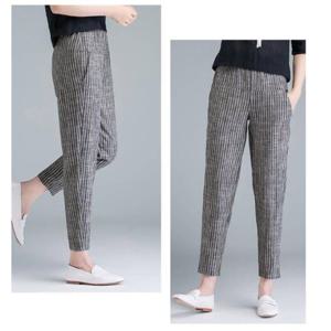 여성 줄무늬 편한 허리밴딩 헐렁한 베이직 와이드팬츠