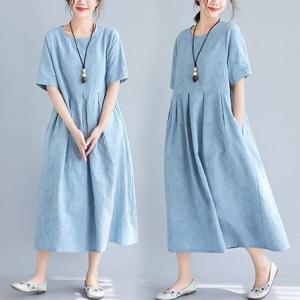 [깨비몰]여성 데일리 롱원피스 린넨 플라워패턴원피스