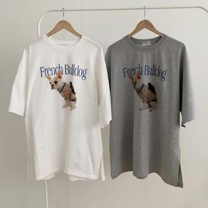 빅사이즈사랑해요 S004L404 큐트불독나염박시반팔티 MO