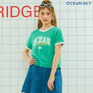 [오션스카이] 여아 레터링 배색 링거 반팔 티셔츠-DBJG5871D0H