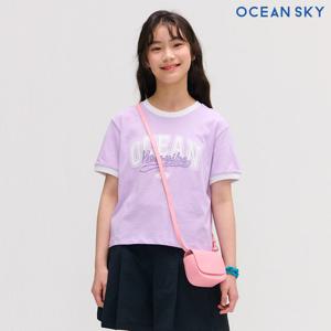 [오션스카이] 여아 레터링 배색 링거 반팔 티셔츠-DBJG5871D0T