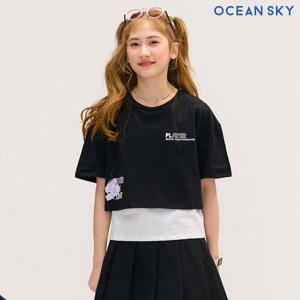 [오션스카이] 여아 뒷판 사선 트임 레이어드 반팔-DBJG5878D03