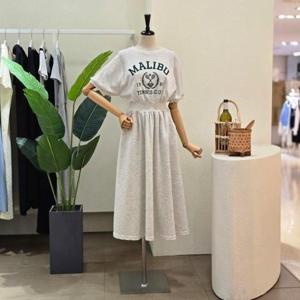 [포커스]  FM4D9OP5853_M레터링 허리 밴딩 원피스