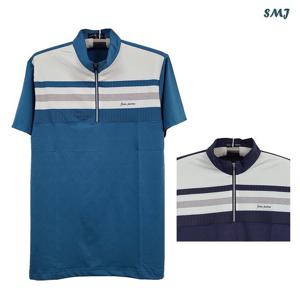 [에스엠진]SMJ1786 남자 반팔 차이나 카라 티셔츠 스판 중년남성