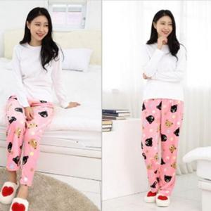 수면바지 잠옷 곰돌이핑크 수면 겨울 바지 극세사 용