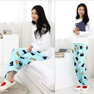 수면바지 용 겨울 바지 잠옷 극세사 수면 곰돌이블루